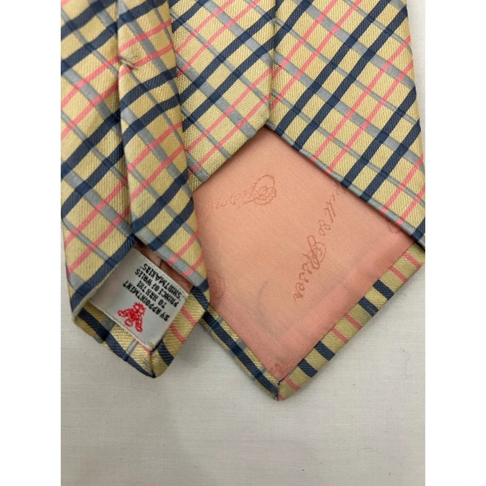 Turnbull & Asser London Beige Gray Cross Check Woven Men's Silk Tie Made England